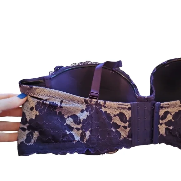 Torrid purple lace sexy push up underwire light padding bra sz 44 D new WL413